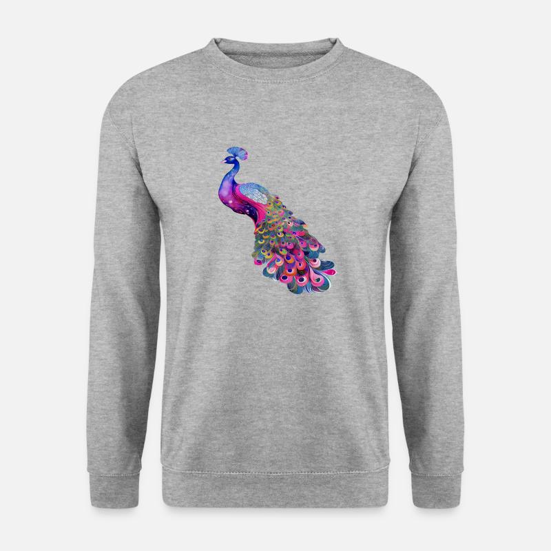 pfauenvogel bunt schöne fantasie bunt - Unisex Pullover - Weißgrau meliert