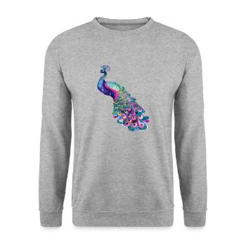 peacock bird colorful beautiful fantasy colorful - Unisex Sweatshirt - salt & pepper - Front - Alina (178cm) & Michal (187cm)