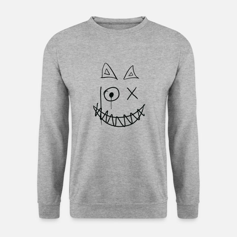 Grinsekatze Hahaha - Unisex Pullover - Weißgrau meliert
