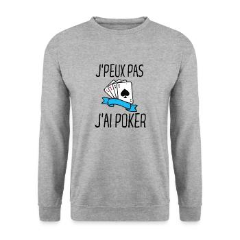 Poker jeu de cartes - Sweat-shirt Unisexe - gris chiné - Devant - Alina (178cm) & Michal (187cm)