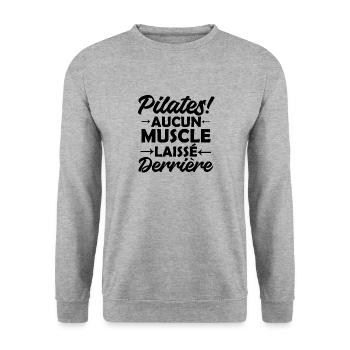 pilates yoga humour muscle 2 - Sweat-shirt Unisexe - gris chiné - Devant - Alina (178cm) & Michal (187cm)