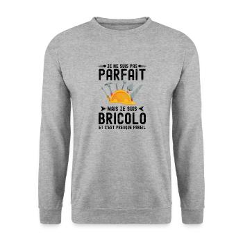 bricolo bricoleur parfait - Sweat-shirt Unisexe - gris chiné - Devant - Alina (178cm) & Michal (187cm)