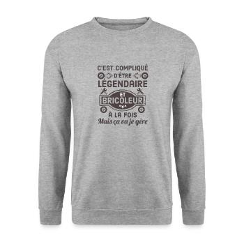 Bricoleur légendaire 1 - Sweat-shirt Unisexe - gris chiné - Devant - Alina (178cm) & Michal (187cm)