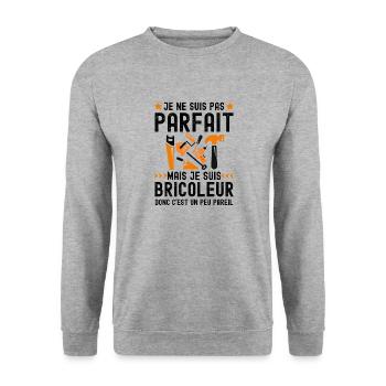 je suis pas parfait je suis un bricoleur 2 - Sweat-shirt Unisexe - gris chiné - Devant - Alina (178cm) & Michal (187cm)