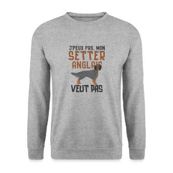 Setter anglais chien de race chien doux - Sweat-shirt Unisexe - gris chiné - Devant - Alina (178cm) & Michal (187cm)