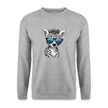 A baby zebra wearing stylish sunglasses. - Unisex Sweatshirt - salt & pepper - Front - Alina (178cm) & Michal (187cm)