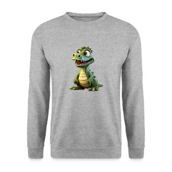 The Funny Crocodile - Unisex Sweatshirt - salt & pepper - Front - Alina (178cm) & Michal (187cm)