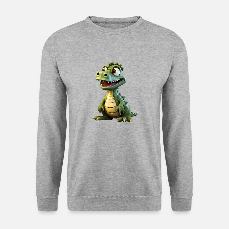 Das lustige Krokodil - Unisex Pullover - Weißgrau meliert