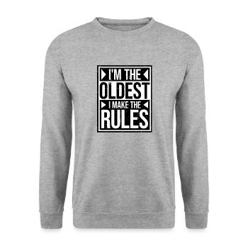 I'm The Oldest I Make The Rules Sibling Joke - Unisex Sweatshirt - salt & pepper - Front - Alina (178cm) & Michal (187cm)