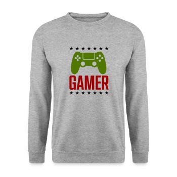 gamer spiel controller - Unisex Pullover - Weißgrau meliert - Vorne - Alina (178cm) & Michal (187cm)