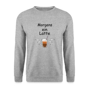 A latte in the morning - Unisex Sweatshirt - salt & pepper - Front - Alina (178cm) & Michal (187cm)