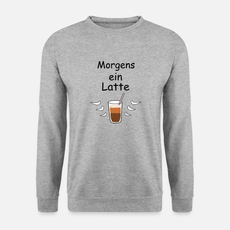 Morgens ein Latte - Unisex Pullover - Weißgrau meliert