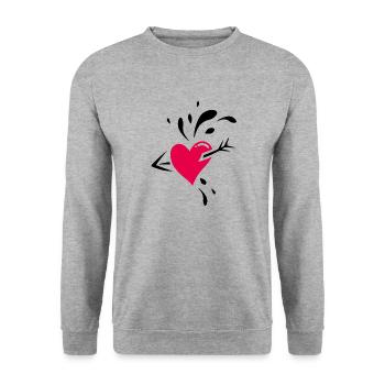 Coeur traversé d’une flèche - Sweat-shirt Unisexe - gris chiné - Devant - Alina (178cm) & Michal (187cm)