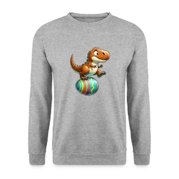 Dancing T-Rex, Easter Eggshell Fun - Unisex Sweatshirt - salt & pepper - Front - Alina (178cm) & Michal (187cm)