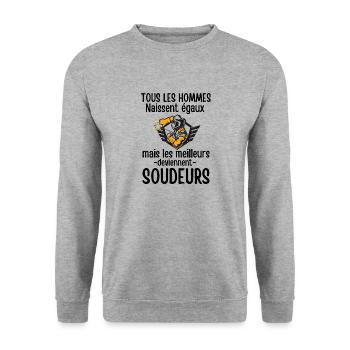 Humour soudeur chaudronnier 2 - Sweat-shirt Unisexe - gris chiné - Devant - Alina (178cm) & Michal (187cm)