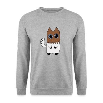 Cat - Unisex Sweatshirt - salt & pepper - Front - Alina (178cm) & Michal (187cm)