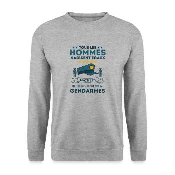 Gendarmerie homme de loi - Sweat-shirt Unisexe - gris chiné - Devant - Alina (178cm) & Michal (187cm)