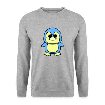 pinguin comic cool - Unisex Pullover - Weißgrau meliert - Vorne - Alina (178cm) & Michal (187cm)