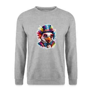 Clown Animal / Cirque / Drôle / Coloré / Spectacle / Poule - Sweat-shirt Unisexe - gris chiné - Devant - Alina (178cm) & Michal (187cm)
