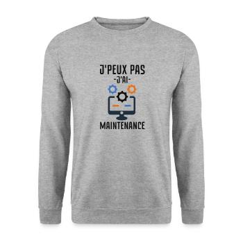Je peux pas j ai maintenance informatique 2 - Sweat-shirt Unisexe - gris chiné - Devant - Alina (178cm) & Michal (187cm)
