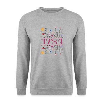 1984 Legendär Seit 1984 Geburtstag 1984 Frauen - Unisex Pullover - Weißgrau meliert - Vorne - Alina (178cm) & Michal (187cm)