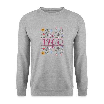 1960 Légendaire Depuis 1960 Anniversaire 1960 Femmes - Sweat-shirt Unisexe - gris chiné - Devant - Alina (178cm) & Michal (187cm)