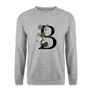 lettre b botanique vert - Sweat-shirt Unisexe - gris chiné - Devant - Alina (178cm) & Michal (187cm)