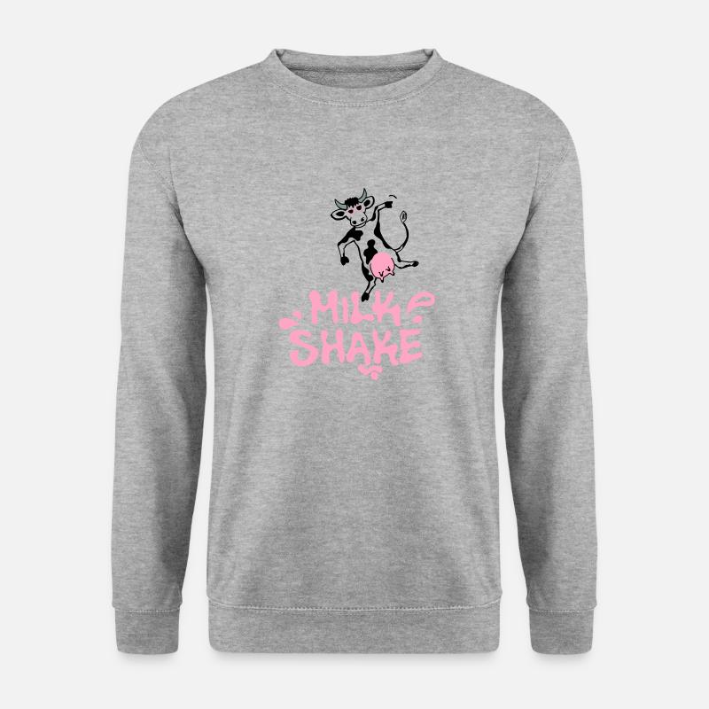 Lustige Milchshake Kuh – schwarz - Unisex Pullover - Weißgrau meliert