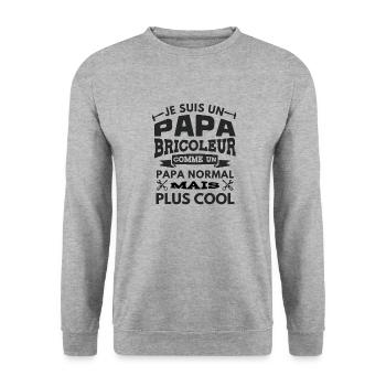 PAPA BRICOLEUR PAPA COOL 1 - Sweat-shirt Unisexe - gris chiné - Devant - Alina (178cm) & Michal (187cm)