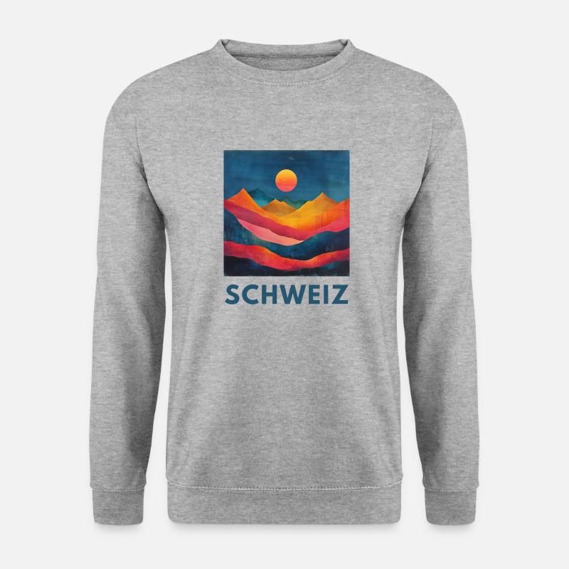 Schweiz Berge Alpen - Unisex Pullover - Weißgrau meliert