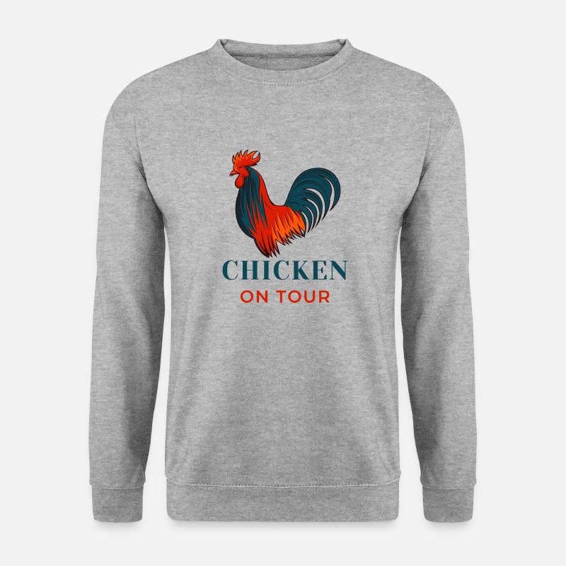 Cartoon Chicken - on tour - Unisex Pullover - Weißgrau meliert
