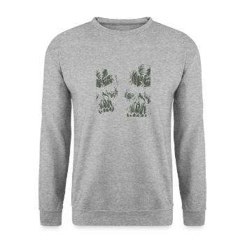 2 Totenköpfe - Unisex Pullover - Weißgrau meliert - Vorne - Alina (178cm) & Michal (187cm)