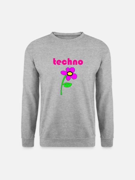 techno blume - Unisex Pullover - Weißgrau meliert