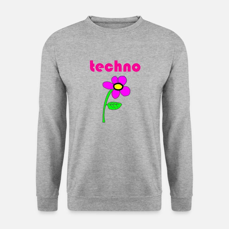 techno blume - Unisex Pullover - Weißgrau meliert