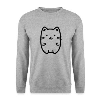 Katze - Unisex Pullover - Weißgrau meliert - Vorne - Alina (178cm) & Michal (187cm)
