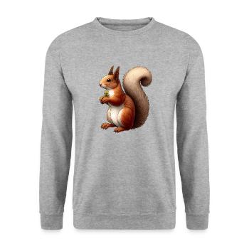 Süßes rotes Eichhörnchen - Kleiner Rotschopf - Unisex Pullover - Weißgrau meliert - Vorne - Alina (178cm) & Michal (187cm)