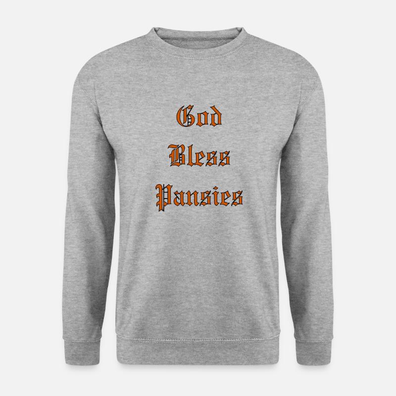 GodBlessPansies - Unisex Pullover - Weißgrau meliert