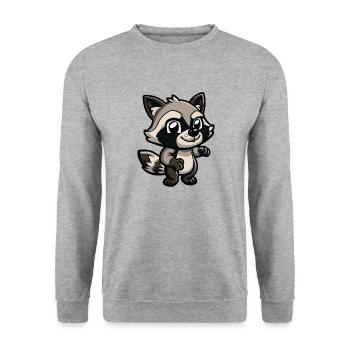 waschbär - Unisex Pullover - Weißgrau meliert - Vorne - Alina (178cm) & Michal (187cm)