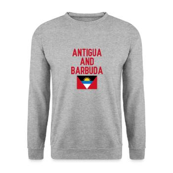Antigua and Barbuda Lettering with Flag - Unisex Pullover - Weißgrau meliert - Vorne - Alina (178cm) & Michal (187cm)