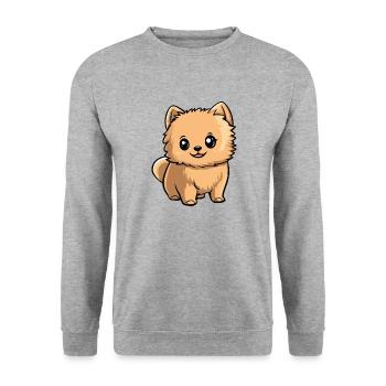 Pomeranian Dog Comic Cute Pomeranian - Unisex Sweatshirt - salt & pepper - Front - Alina (178cm) & Michal (187cm)