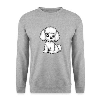 Caniche Chien Bande dessinée Mignon - Sweat-shirt Unisexe - gris chiné - Devant - Alina (178cm) & Michal (187cm)