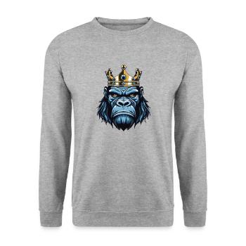 Gorilla Krone - Unisex Pullover - Weißgrau meliert - Vorne - Alina (178cm) & Michal (187cm)
