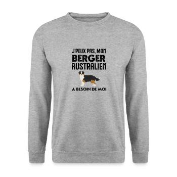 Mon aussie a besoin de moi - Sweat-shirt Unisexe - gris chiné - Devant - Alina (178cm) & Michal (187cm)
