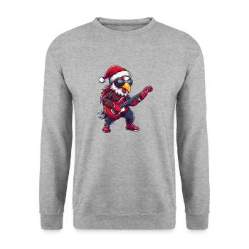 Guitare de Noël Coq - Sweat-shirt Unisexe - gris chiné - Devant - Alina (178cm) & Michal (187cm)