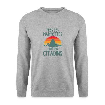 Près des marmottes loin des citadins - Sweat-shirt Unisexe - gris chiné - Devant - Alina (178cm) & Michal (187cm)