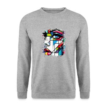 Frauen Girl Power Design Kunst Weiblicher Feminismus Symbol - Unisex Pullover - Weißgrau meliert - Vorne - Alina (178cm) & Michal (187cm)