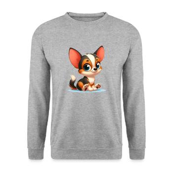 chihuahua - Sweat-shirt Unisexe - gris chiné - Devant - Alina (178cm) & Michal (187cm)