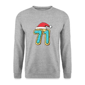 71 Number Christmas Cookie - Unisex Sweatshirt - salt & pepper - Front - Alina (178cm) & Michal (187cm)