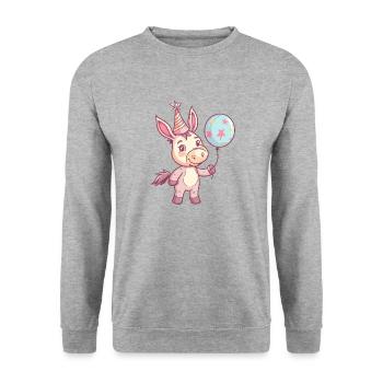 Esel Geburtstag Comic Niedlich - Unisex Pullover - Weißgrau meliert - Vorne - Alina (178cm) & Michal (187cm)