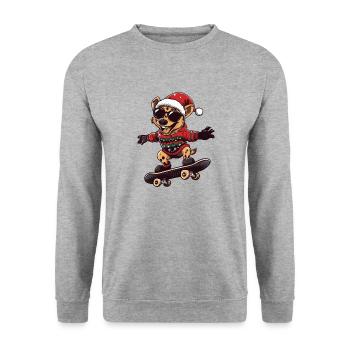 Hyena Christmas Funny - Unisex Sweatshirt - salt & pepper - Front - Alina (178cm) & Michal (187cm)